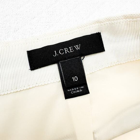 J. Crew Striped Linen Pencil Mini Skirt Pockets Cream Blue Size 10 - Picture 3 of 8